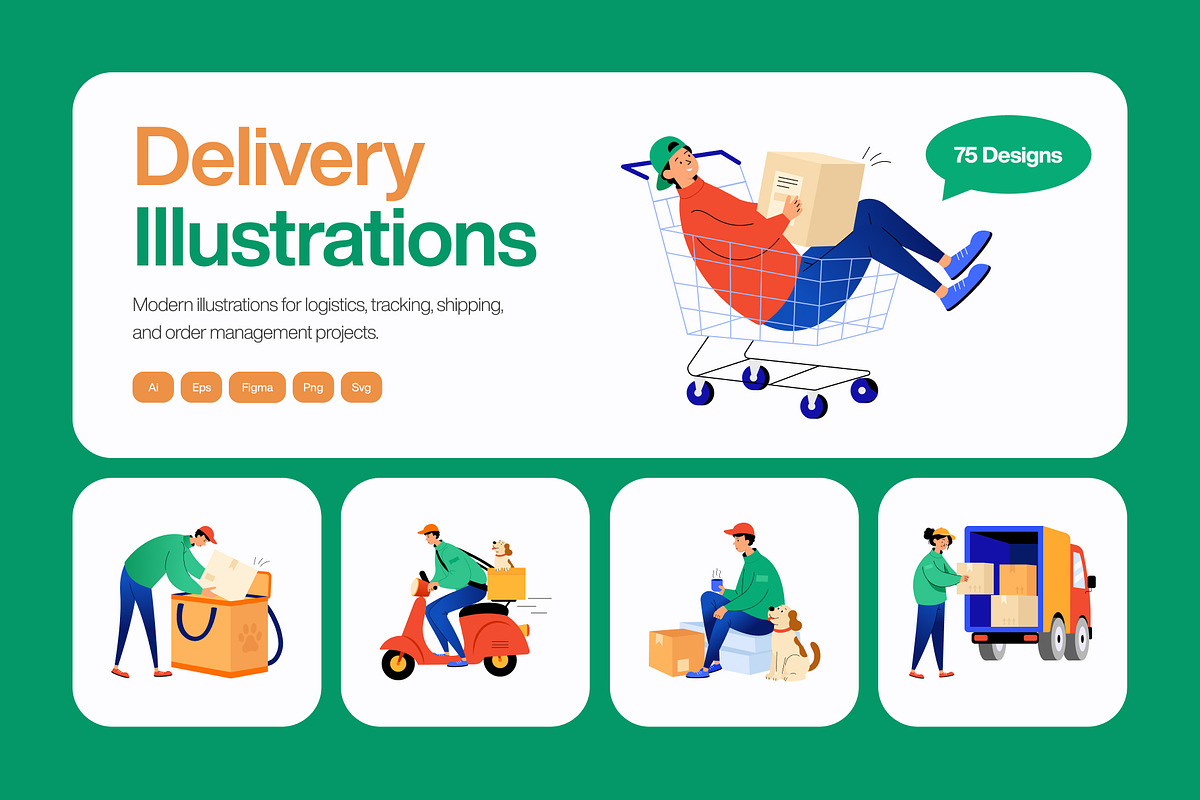 75 Delivery Flat Illustrations, a Transportation Illustration by Vectors Market (Photo 1 of 11)