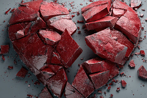Broken heart made of red pieces, a Photo by Pavel_design