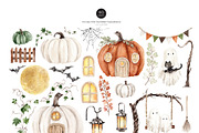 Pumpkin House Watercolor Clipart, a Decorative Illustration by Beigetime (Thumbnail 3 of 13)