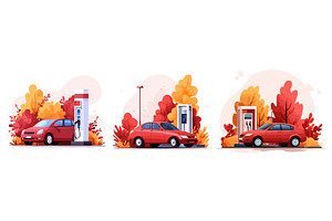 Car refueling. Electric auto, an Illustration by Stock-Smart-Start