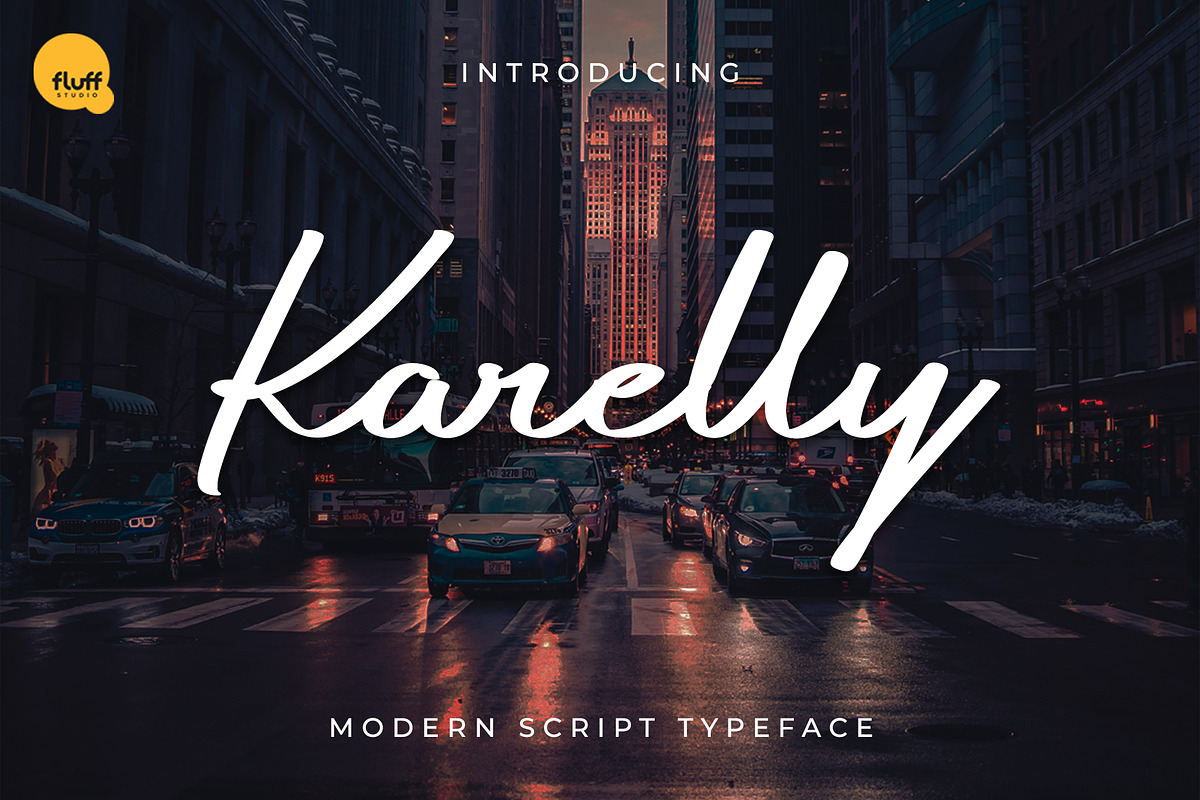 Karelly - Modern Script Typeface, a Script Font by fluffstudio (Photo 1 of 7)