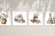 Bunny and Books. Watercolor rabbit, an Animal Illustration by AlineArtStore (Thumbnail 5 of 15)