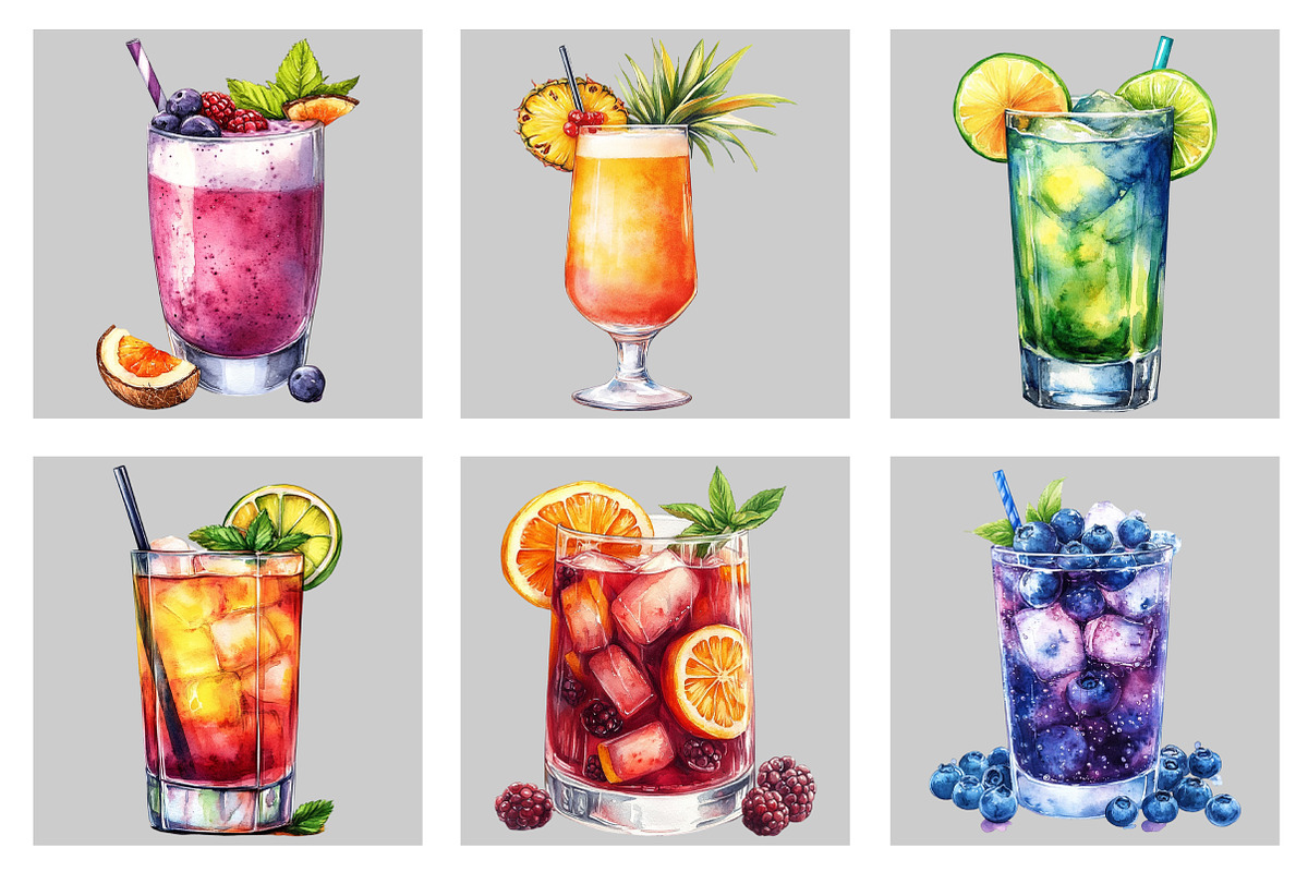 Summer Cocktail Sublimation Clipart, an Illustration by Black Bird Studio (Photo 3 of 5)
