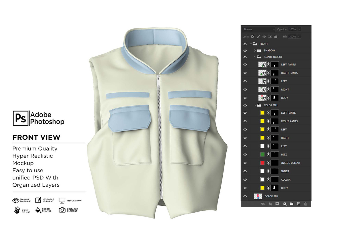 Men's Vest Zipper Mockup, a Shirt Mockup by Nanggroe Scripting (Photo 6 of 9)
