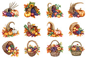 Watercolor Harvest Cornucopia, an Illustration by CitraGraphics (Thumbnail 3 of 7)