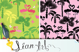 Seamless Patterns With Flamingos