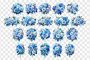 Blue Hydrangea Floral Clipart, a Graphic by Velvet Muse (Thumbnail 3 of 5)