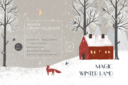 Magic Winter Land. Landscape maker., a Texture Illustration by Dinkoobraz