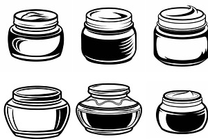 Set of Cream Jar silhouette line art, an Object Graphic by Billah Hub