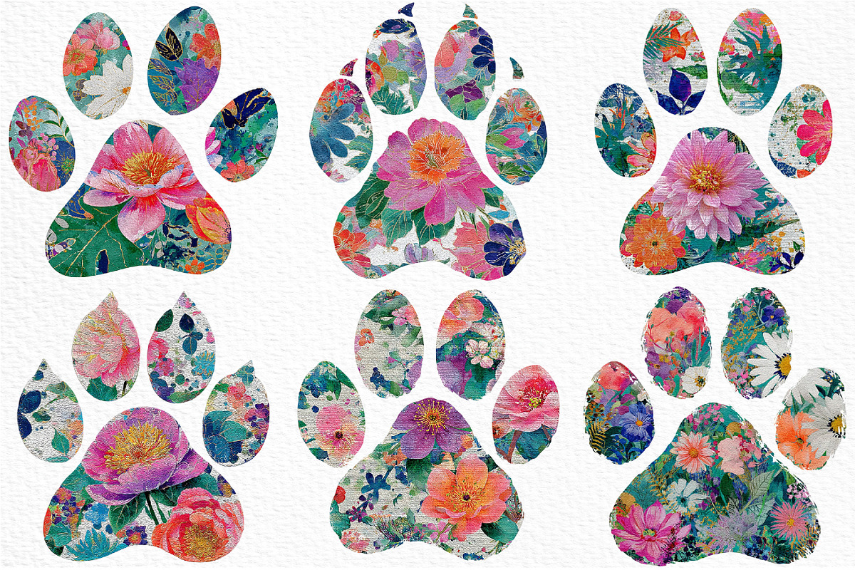 Floral Dog Paw Prints Clipart, a Seasonal Illustration by Craft Nest (Photo 5 of 6)