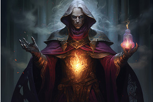 Powerful Mage Necromancer Red Fire