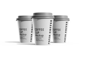 Scattered Paper Cups Mockup