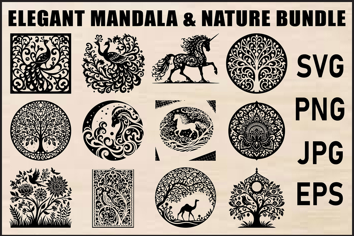 Mandala & Nature SVG Bundle, an Object Graphic by jahid234 (Photo 1 of 13)