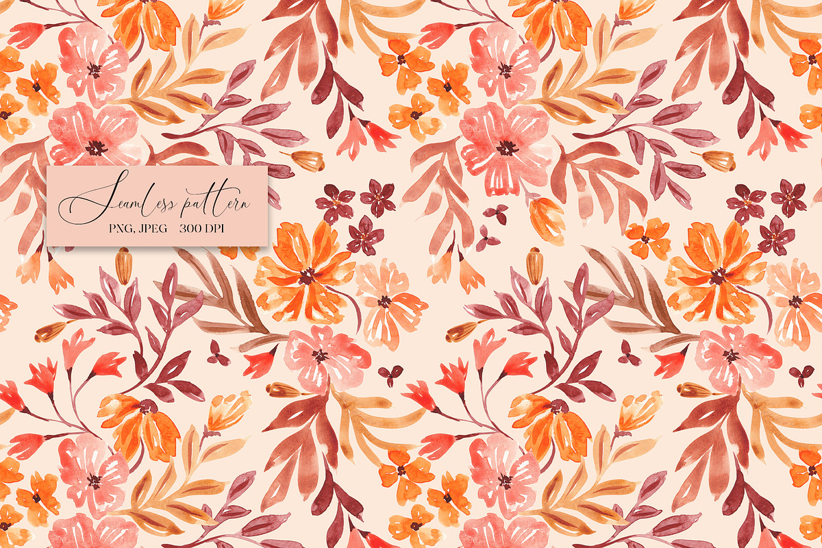 Fall floral seamless pattern, a Pattern Graphic by SirenaArt (Photo 4 of 19)