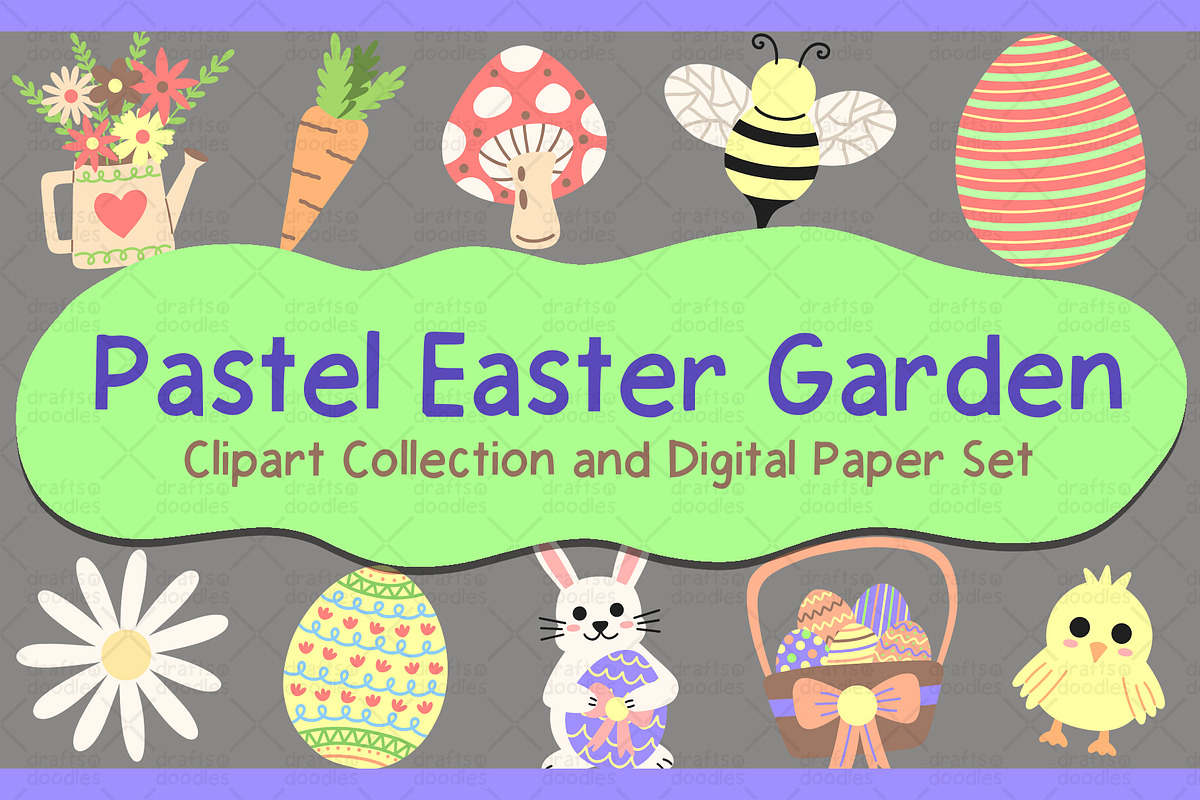 Pastel Easter Garden Graphic Set, a Pattern Graphic by Drafts n Doodles (Photo 1 of 11)