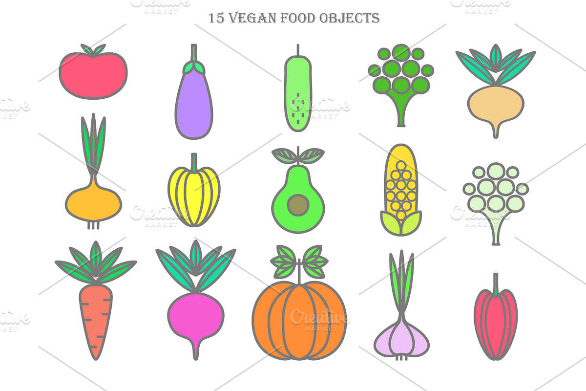 Vegan Food | Patterns and more, a Food Illustration by Retro Graphic Box (Photo 1 of 9)