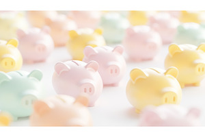 Colorful piggy banks in pastel tones, a Business Photo by Lermont51