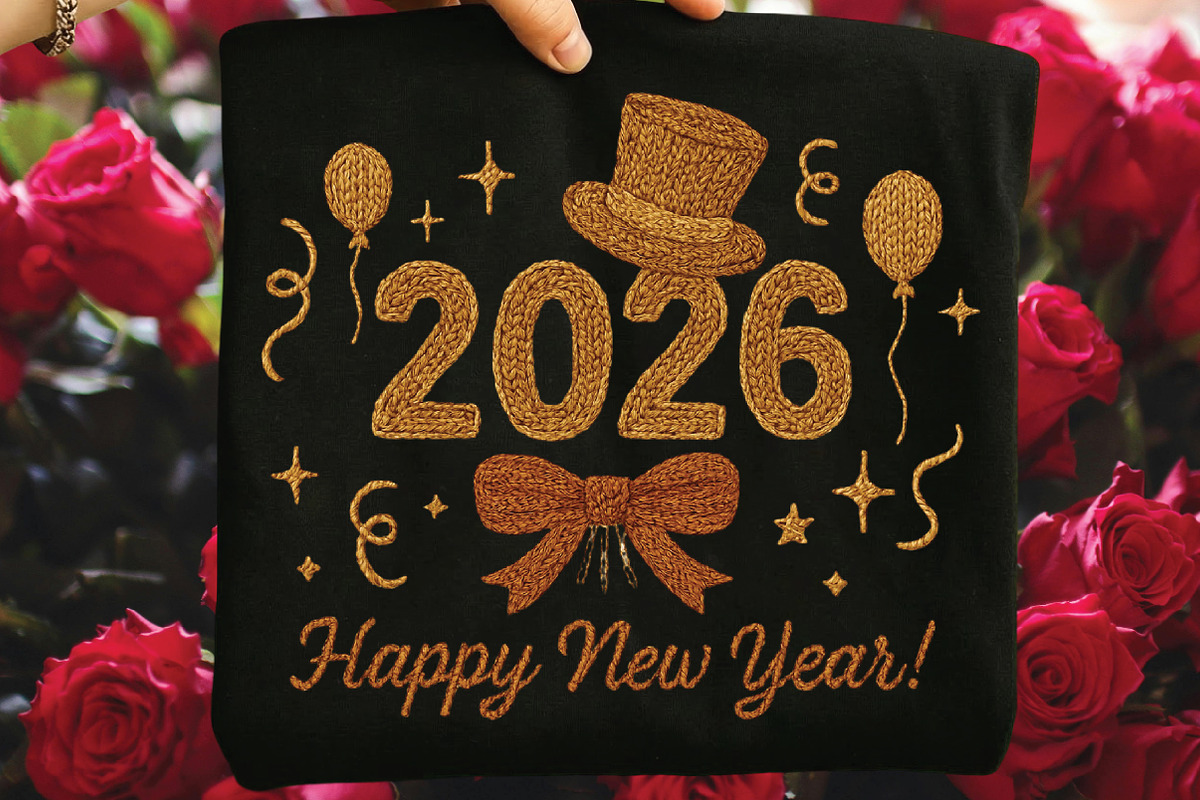 Faux Yarn Happy New Year 2026 PNG, an Illustration by Black Bird Studio (Photo 3 of 8)