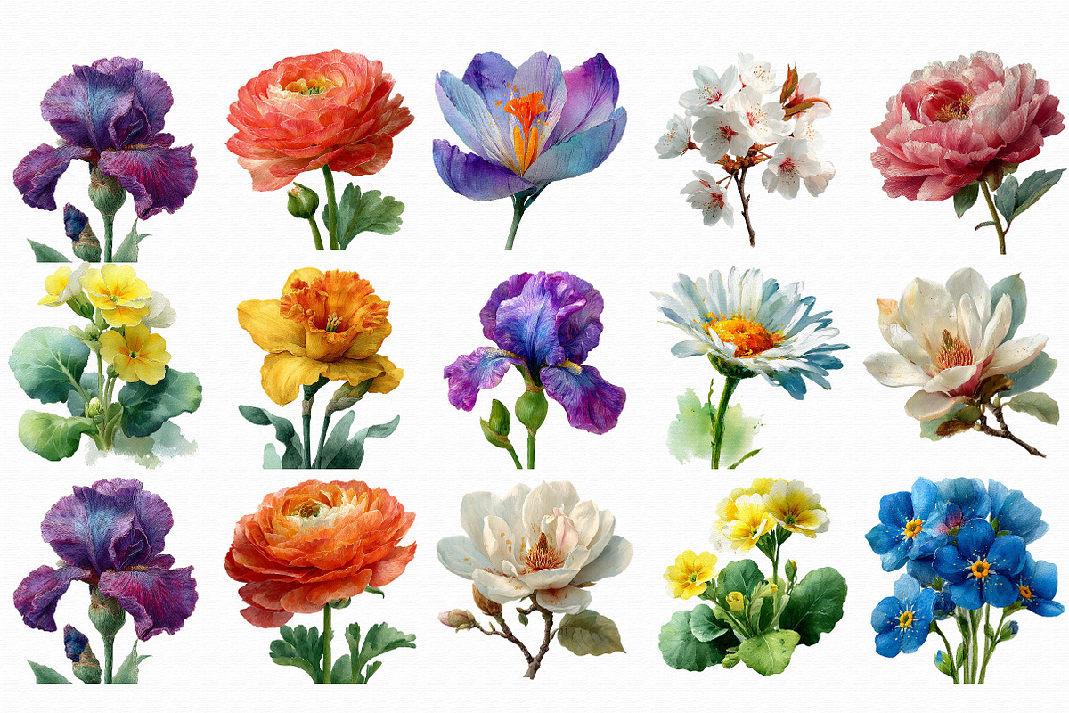 Watercolor Spring Flowers Clipart, an Illustration by Libby Wishes (Photo 7 of 7)