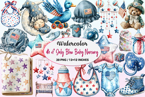 4th of July Blue Baby Nursery, a Graphic by CitraGraphics