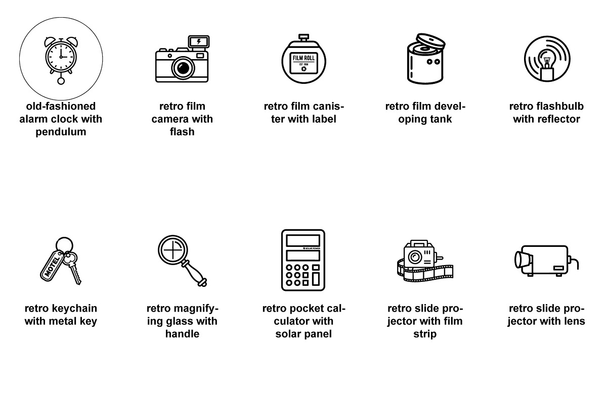 Retro & modern equipment Icon Set, an Outline Icon by Nurlan's shop (Photo 3 of 4)