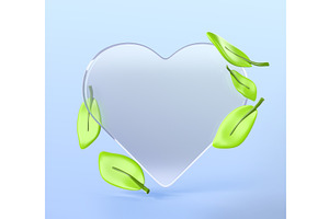 3d Heart Shape Glass Morphism Frame