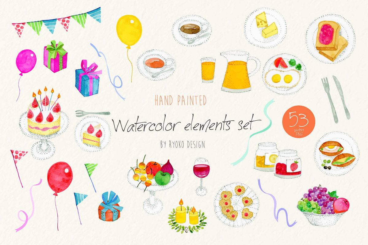 Birthday, breakfast watercolor, a Food Illustration by Eomoiart (Photo 1 of 9)