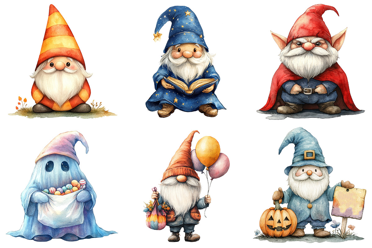 Halloween Gnomes Clipart, an Illustration by Daily.Designs (Photo 3 of 4)