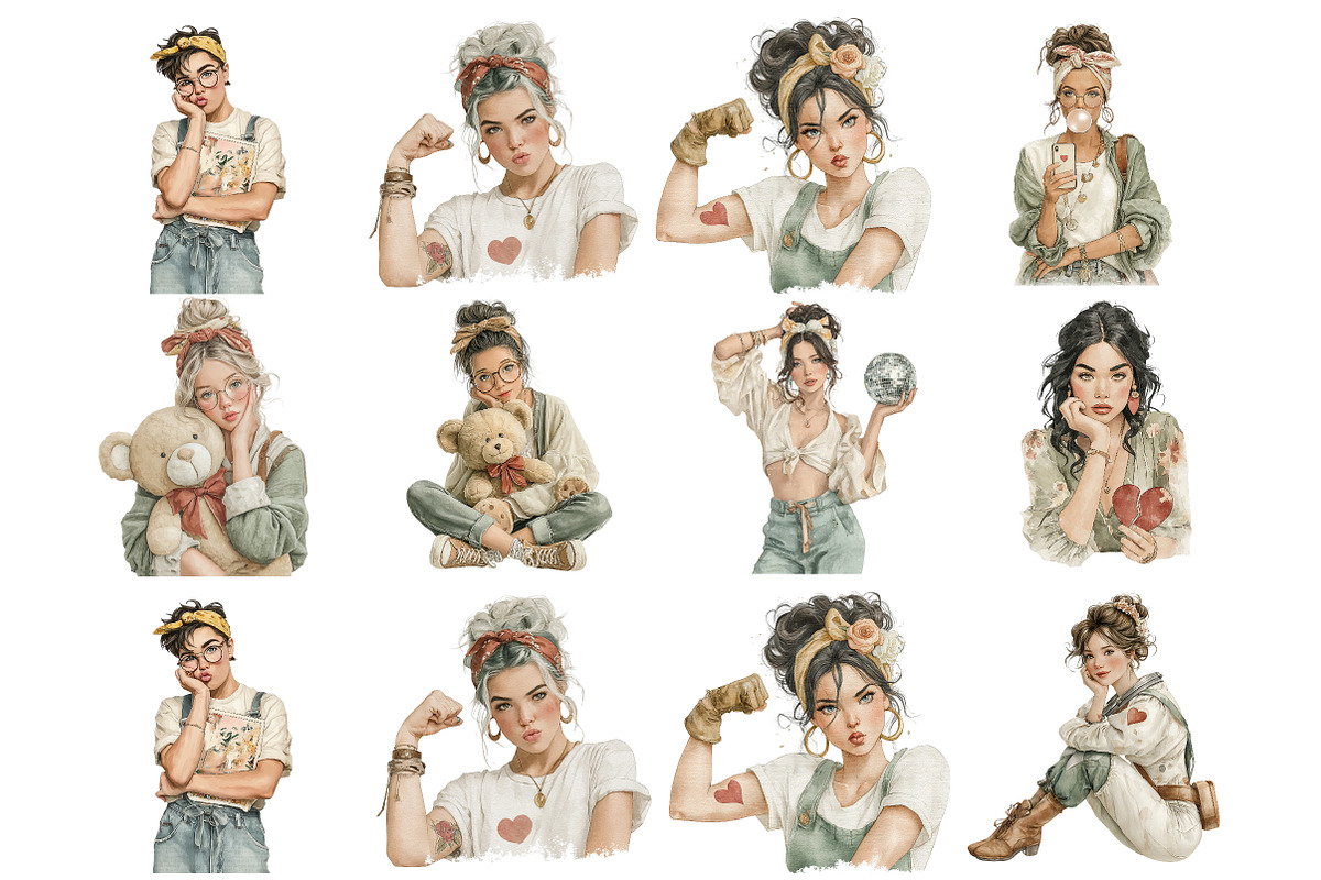 Valentine Pop-Art Girl Clipart, an Illustration by DreamArtGraphic (Photo 3 of 4)