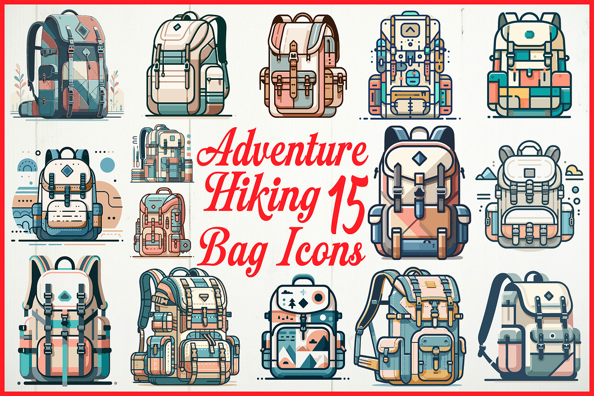 Adventure Hiking Bag Icons, an Object Graphic by yasushie (Photo 1 of 16)