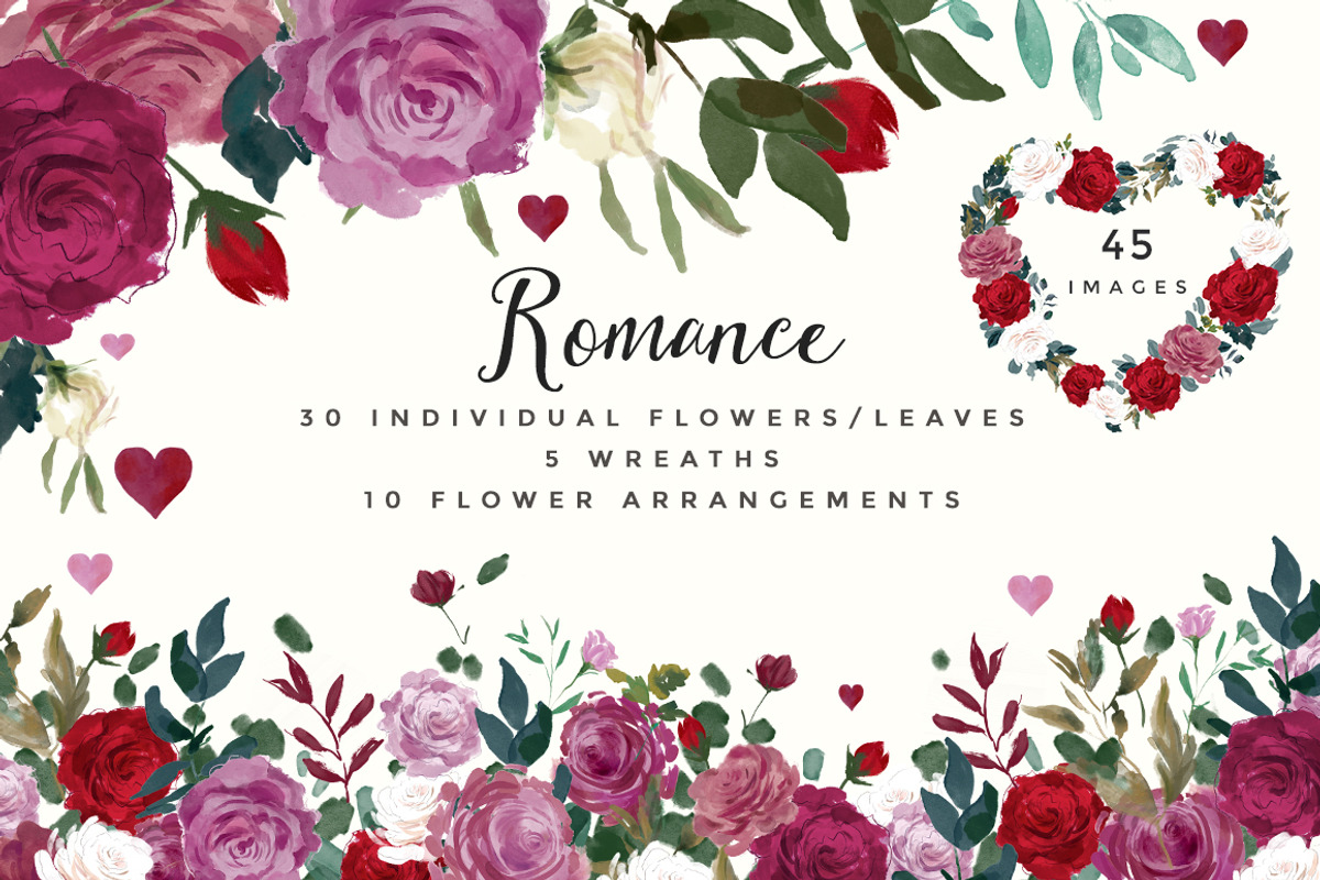 Romance Watercolor Clipart, an Illustration by Twigs and Twine (Photo 1 of 6)