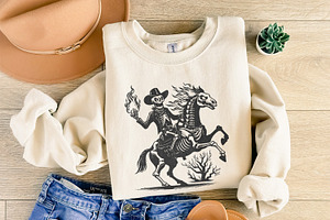 Skeleton Cowboy On Horse PNG