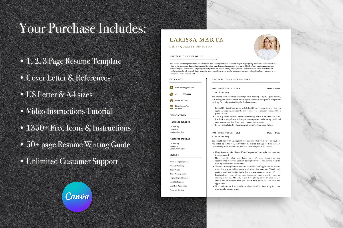 Modern Resume Template Pack | Canva, a Resume Template by Lux Resume (Photo 8 of 9)