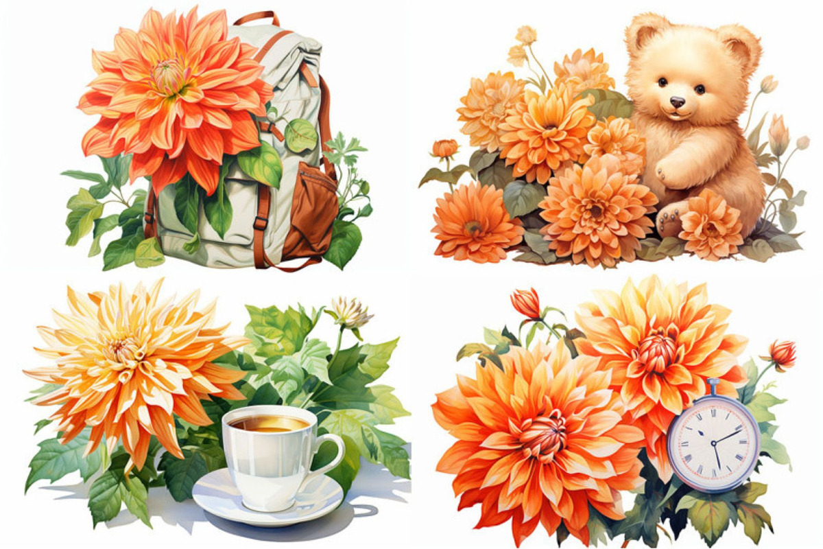 Dahlia Floral, a Seasonal Illustration by artsy-fartsy (Photo 2 of 6)