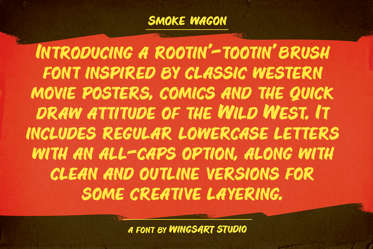 Smoke Wagon - A Western Brush Font, a Sans Serif Font by Wingsart Studio (Photo 2 of 15)