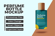 Floating teal perfume bottle mockup, a Packaging Mockup by Viswal Studio (Thumbnail 1 of 2)