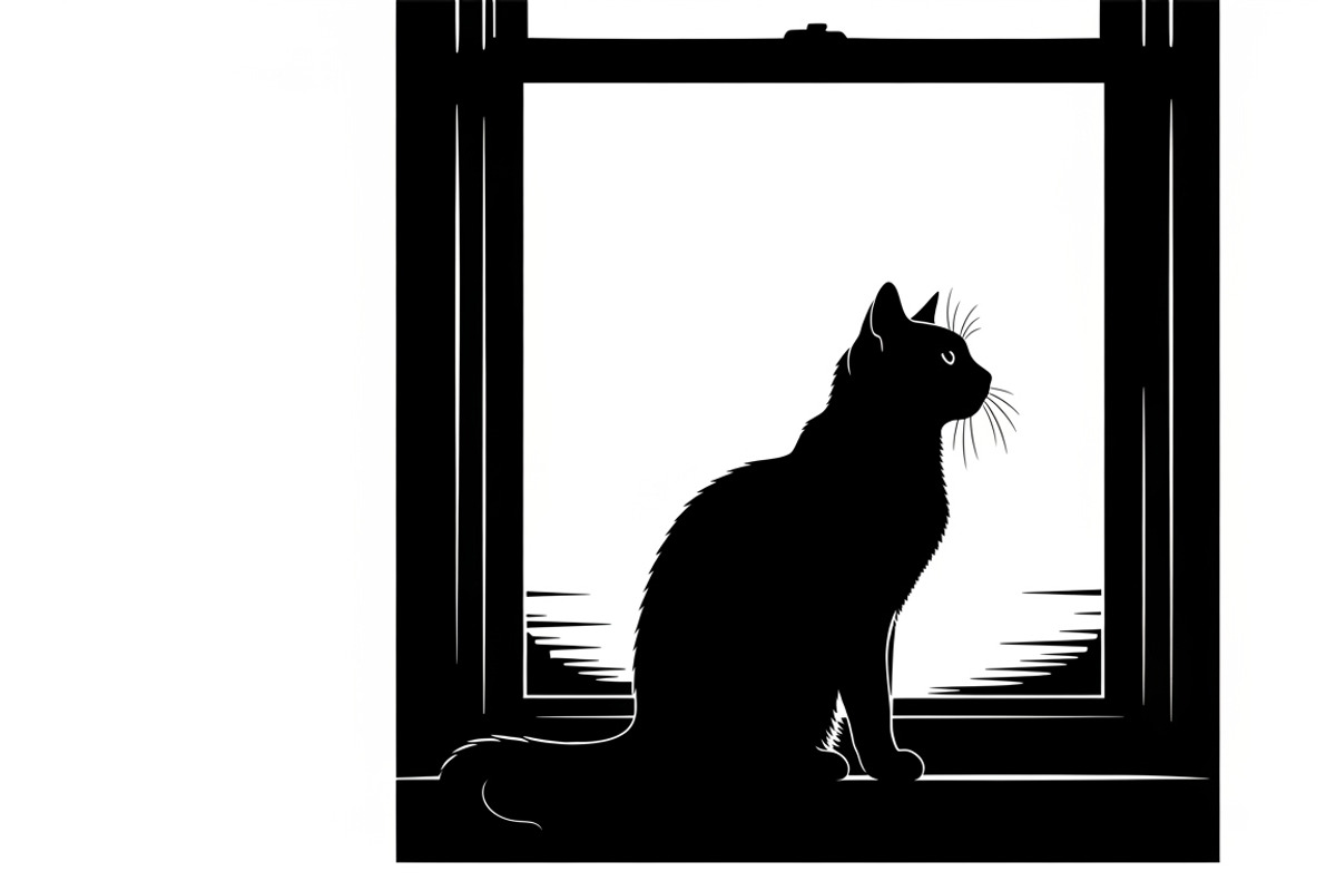 cat sitting by window silhouette, an Illustration by Amazin_art (Photo 5 of 25)