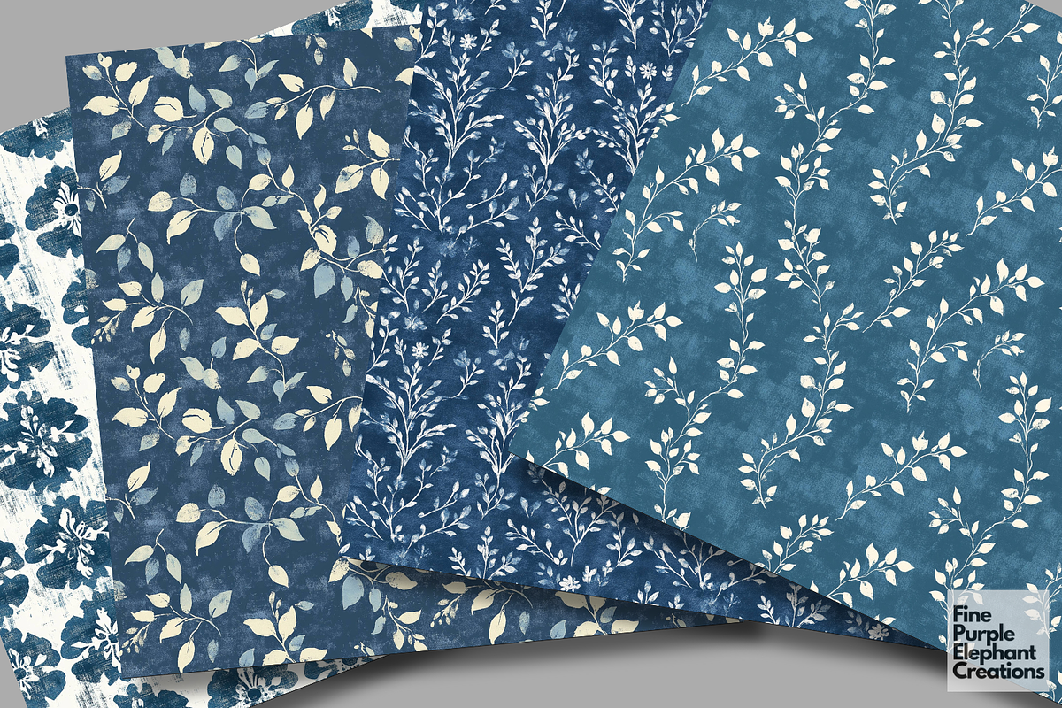 Blue Distressed Cottagecore Shabby, a Pattern Graphic by Fine Purple Elephant (Photo 3 of 5)