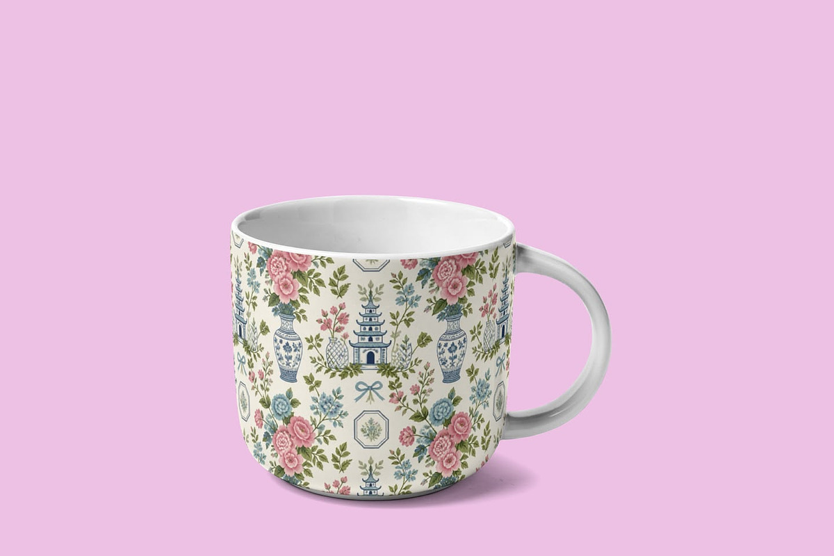 Chinoiserie Floral Seamless Pattern, a Pattern Graphic by elif (Photo 5 of 9)