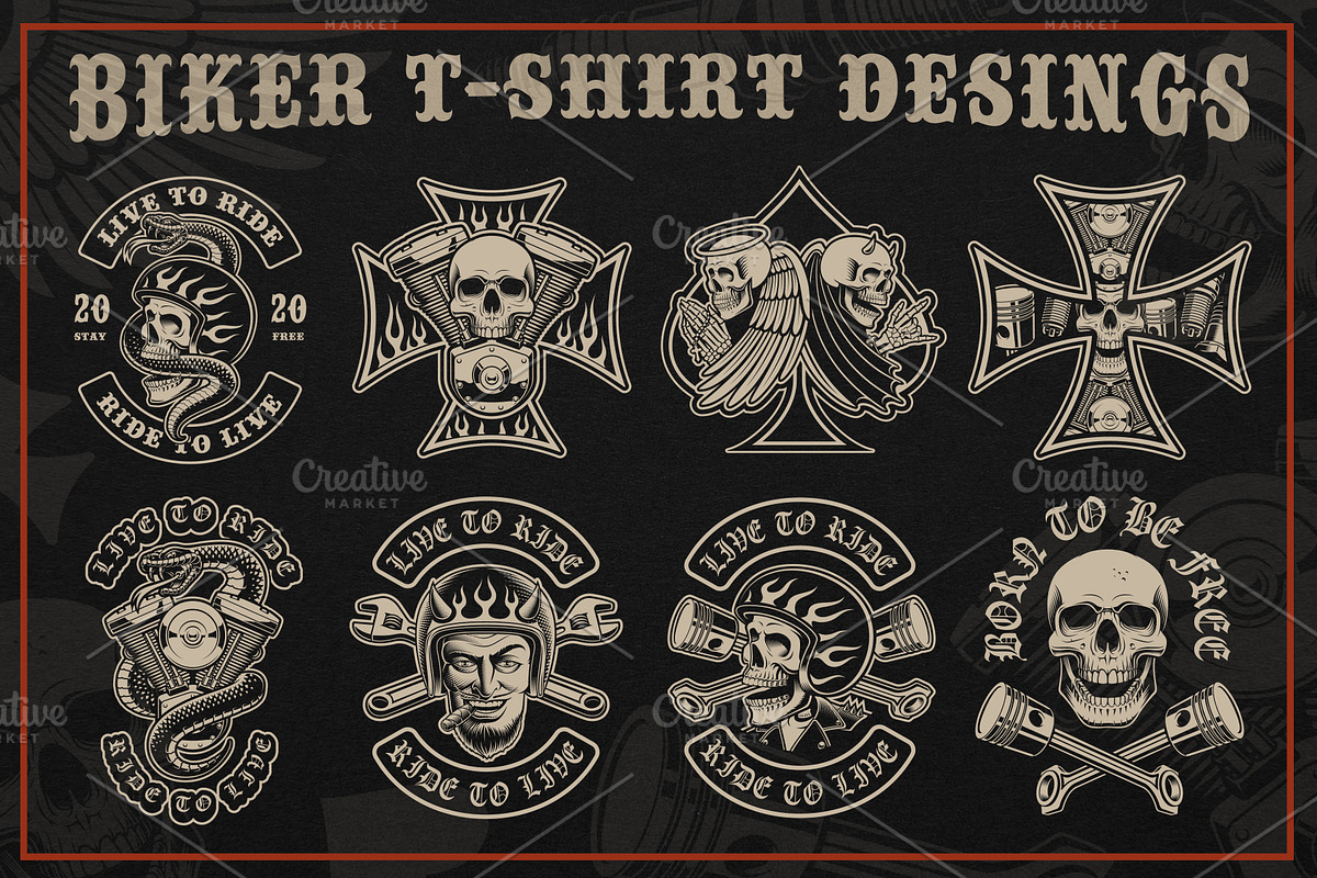 Biker Illustrations Bundle, an Illustration by Natali_ (Photo 1 of 7)