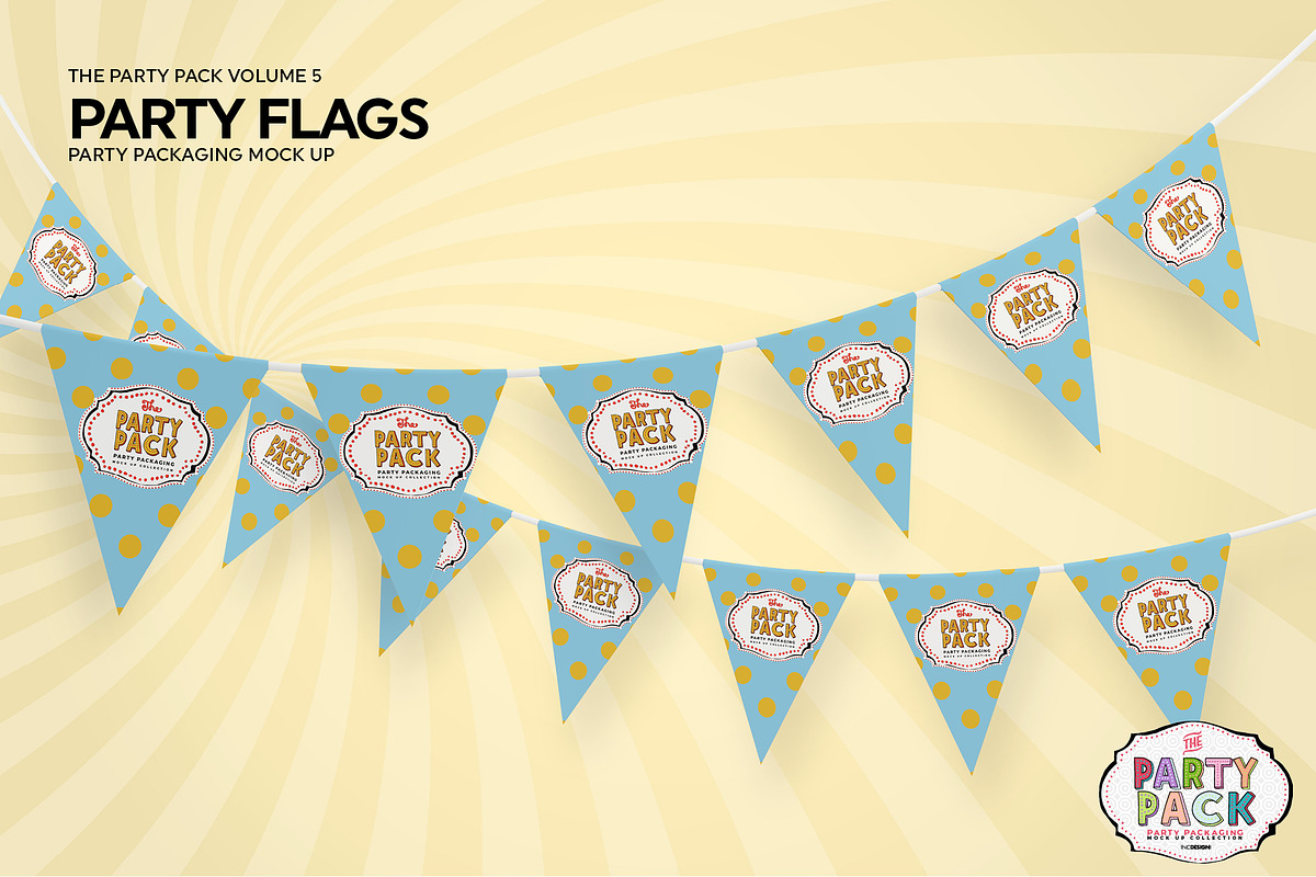 Party Flags / Bunting Mockup, a Product Mockup by INCDesign (Photo 6 of 7)