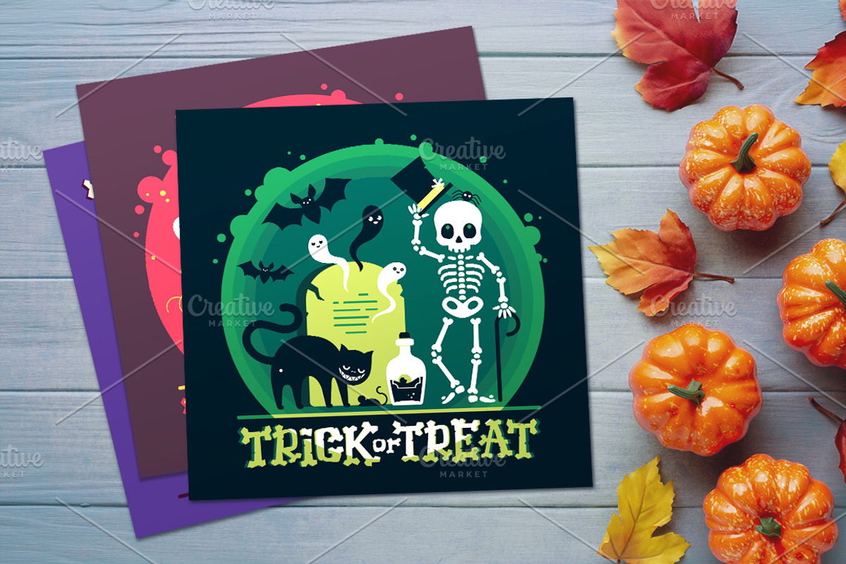 3 Halloween Greeting Cards, an Illustration by tetiana.svirska (Photo 1 of 4)