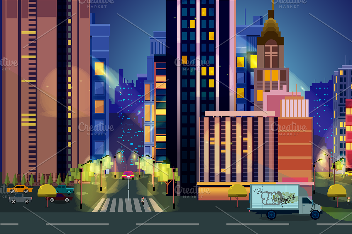 2d City Background, an Illustration by 2dvillShop (Photo 1 of 2)