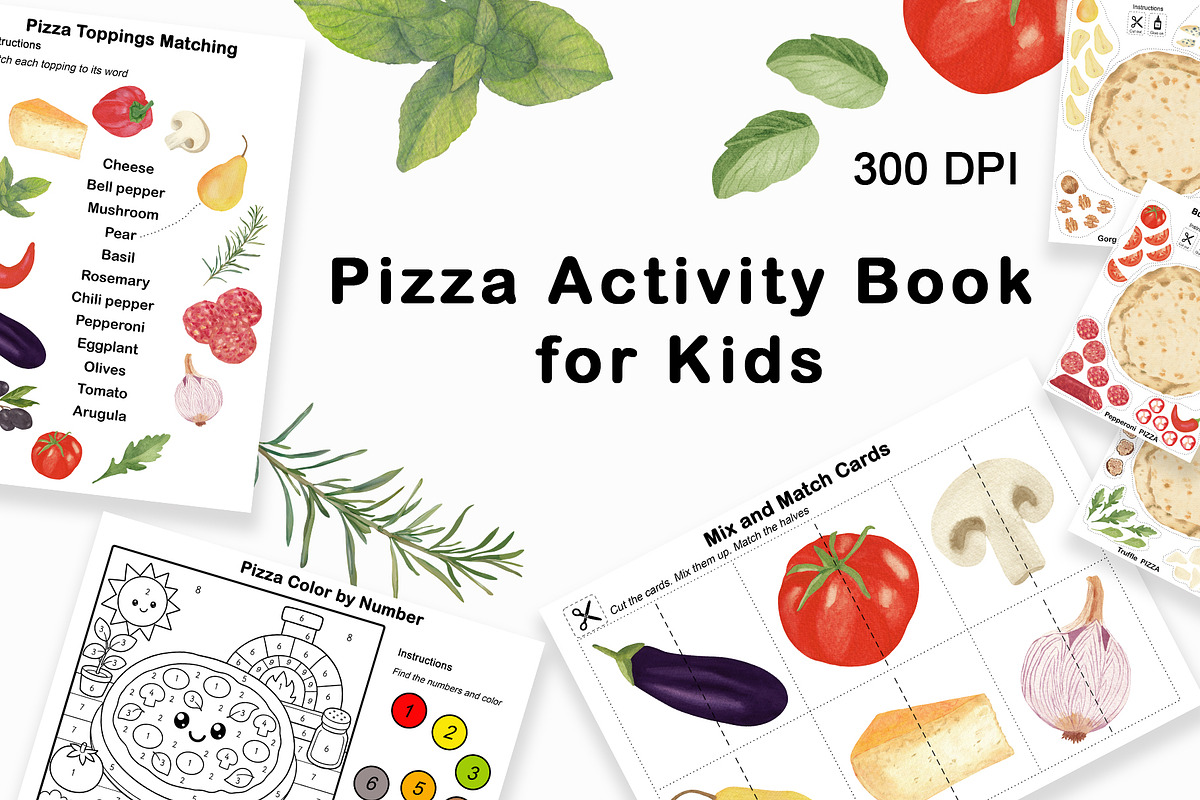 Pizza Activity Book for Kids, an Education Illustration by Sunshine Art (Photo 1 of 6)