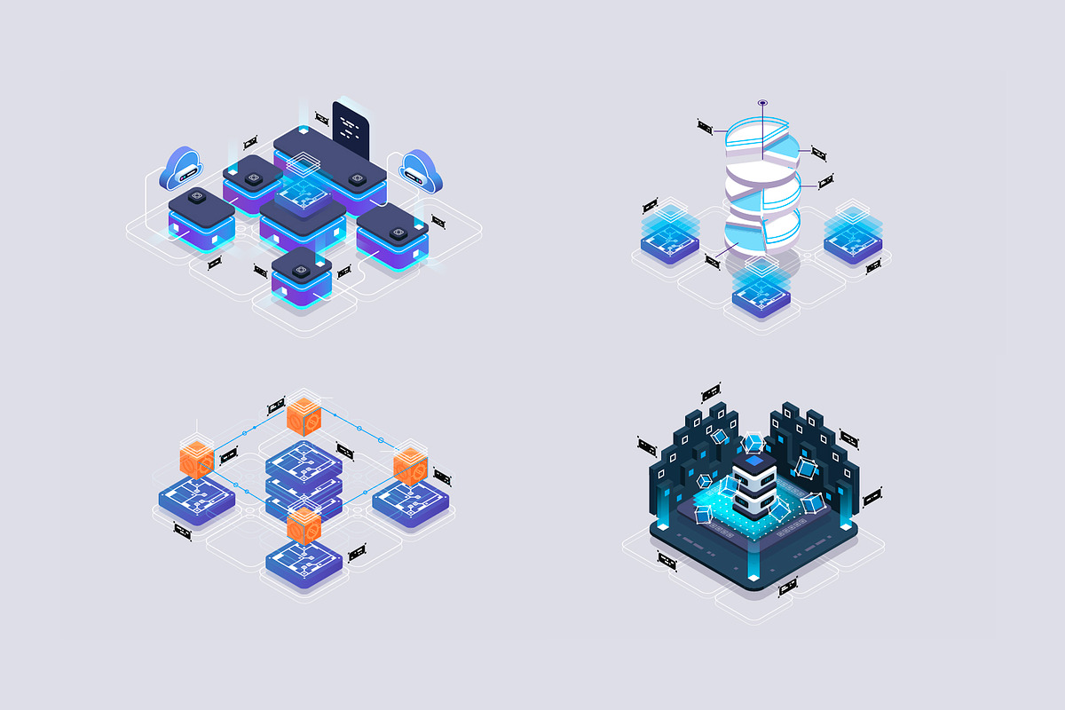 Set isometric illustrations for web., a Technology Illustration by Andrew_Derr (Photo 3 of 8)