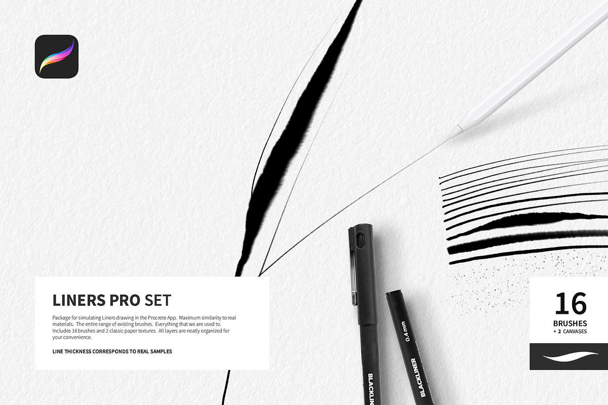 Liners Pro Set for Procreate, a Brush Add-On by Roman Striga (Photo 1 of 7)