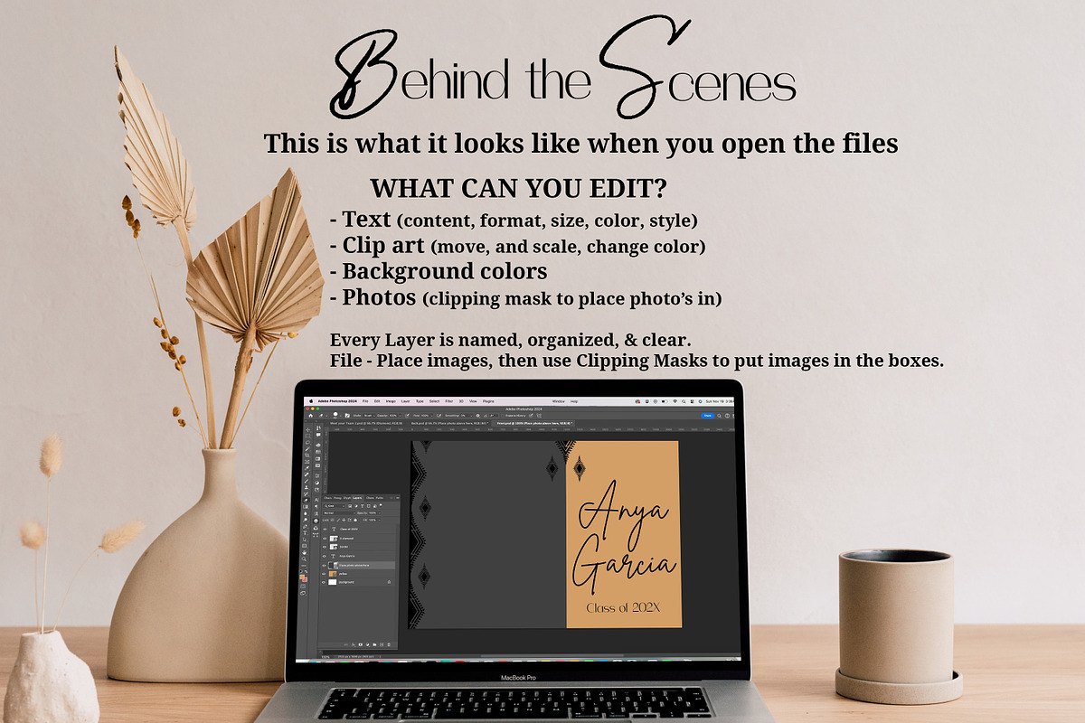 Photoshop Grad Card & Digital Invite, a Card Template by InstaNoirDesigns (Photo 6 of 8)