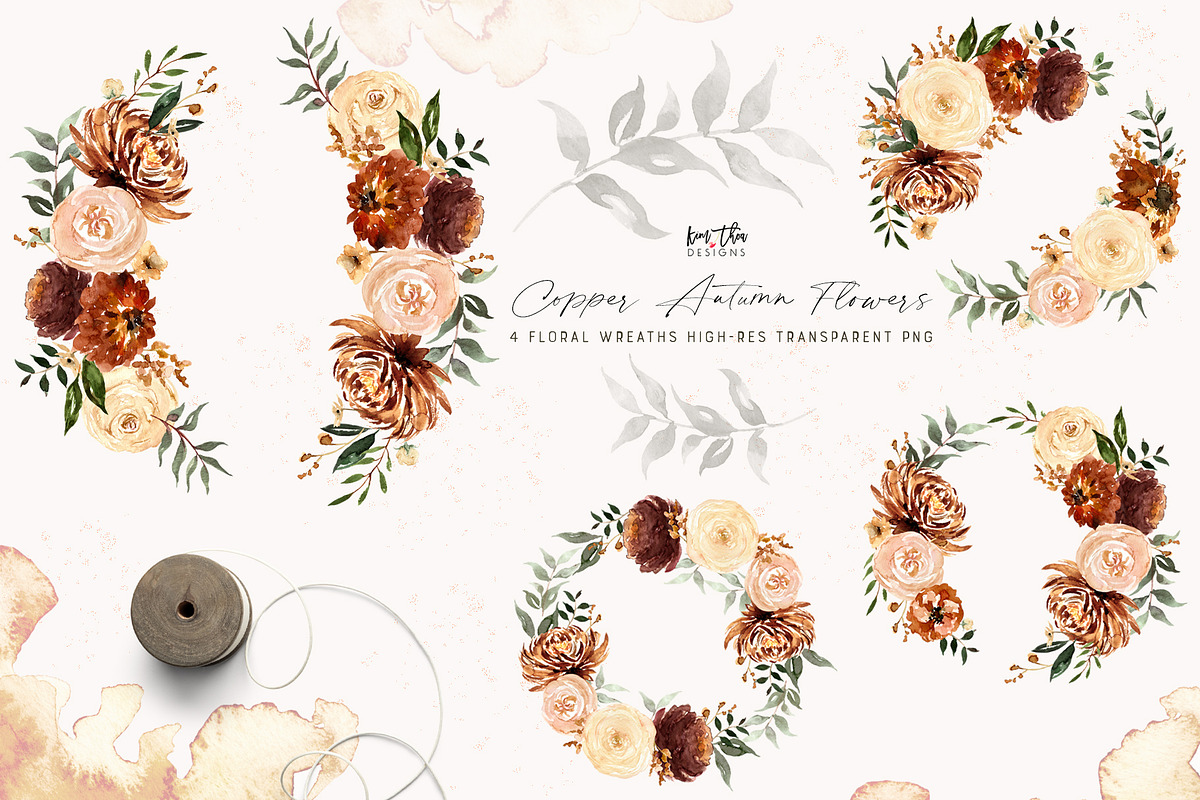 Copper Autumn Flowers, an Illustration by Kim Thoa Designs (Photo 5 of 10)