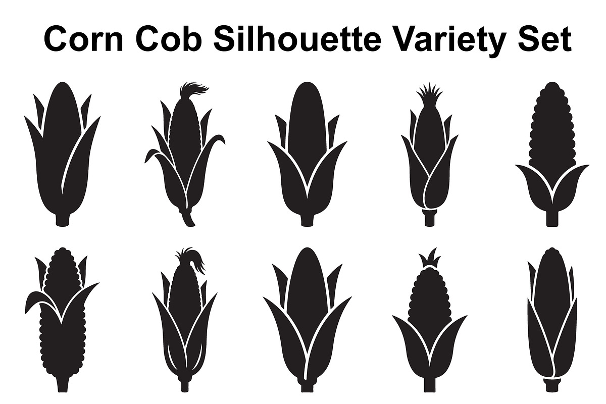 Fresh Corn Cob Silhouette Variety, an Object Graphic by Designer_Momina (Photo 1 of 3)
