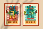 Retro Toy Robots Clipart & Posters, an Object Graphic by Blynn Pippen (Thumbnail 11 of 23)
